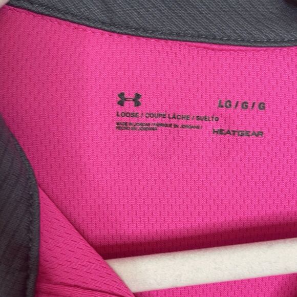 Under Armour Men's Tech Polo Short Sleeve Shirt Sz Large Astro Pink Pitch Gray - Picture 3 of 4